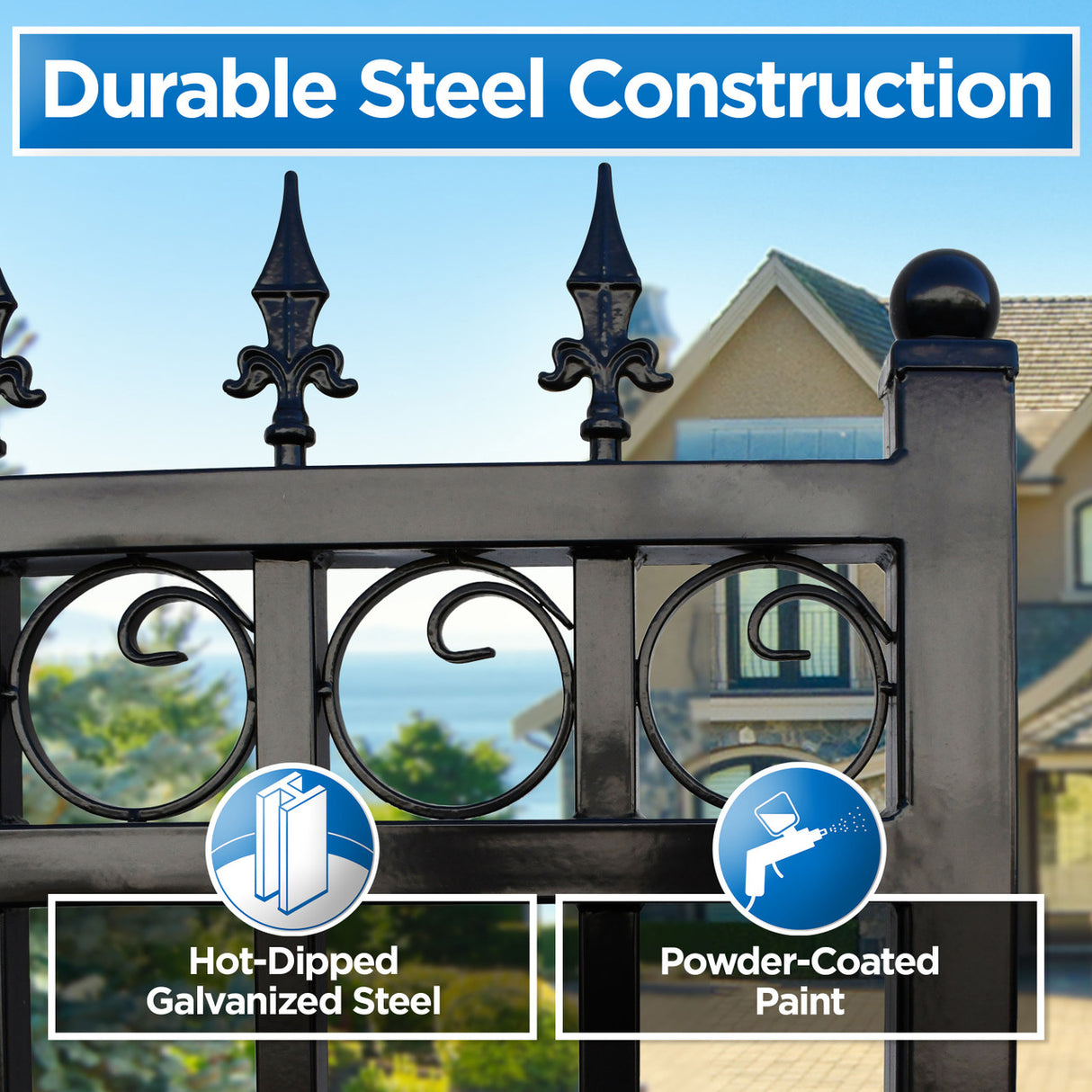 Aleko Steel Single Swing Driveway Gate - PRAGUE Style - 12 x 6 Feet