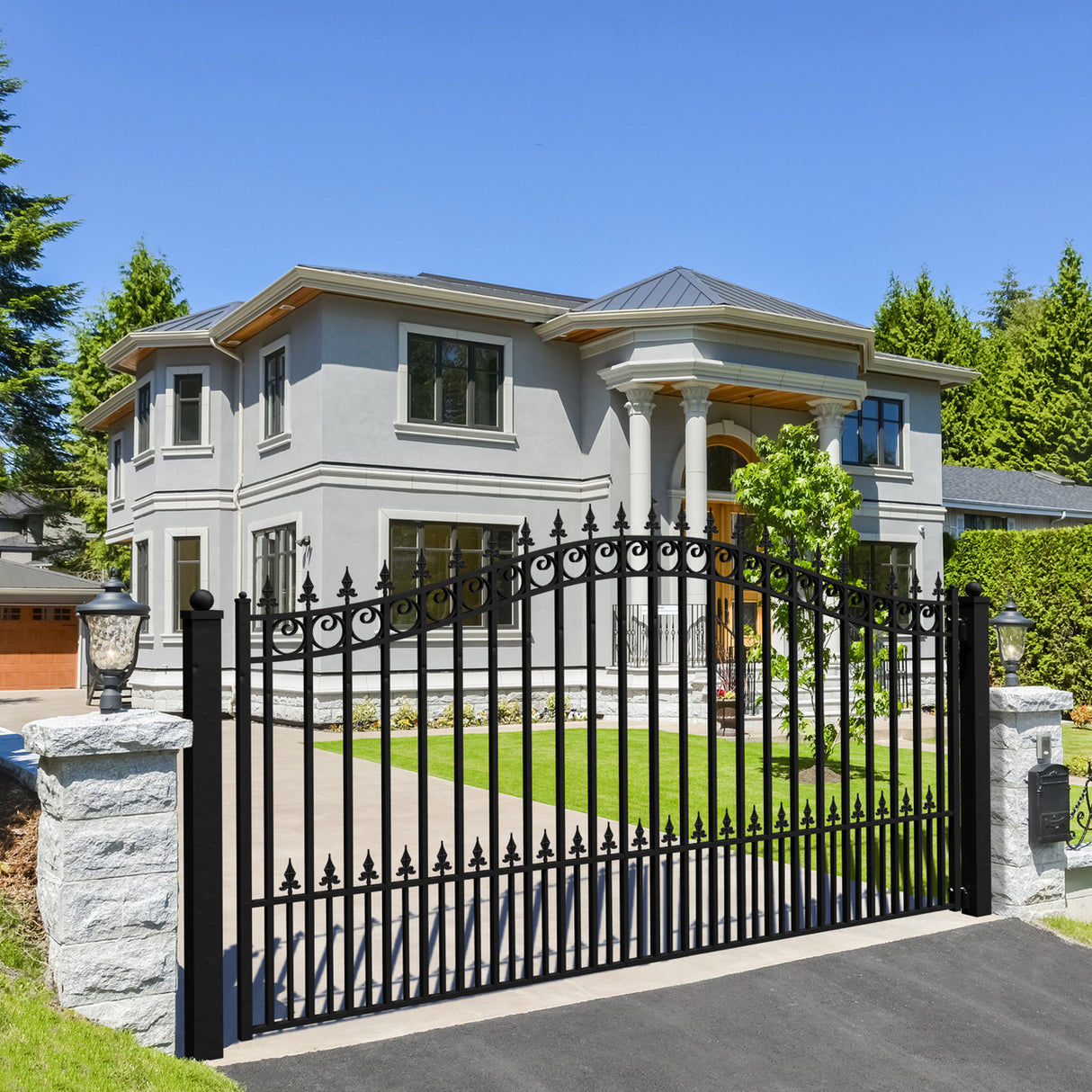 Aleko Steel Single Swing Driveway Gate - PRAGUE Style - 12 x 6 Feet
