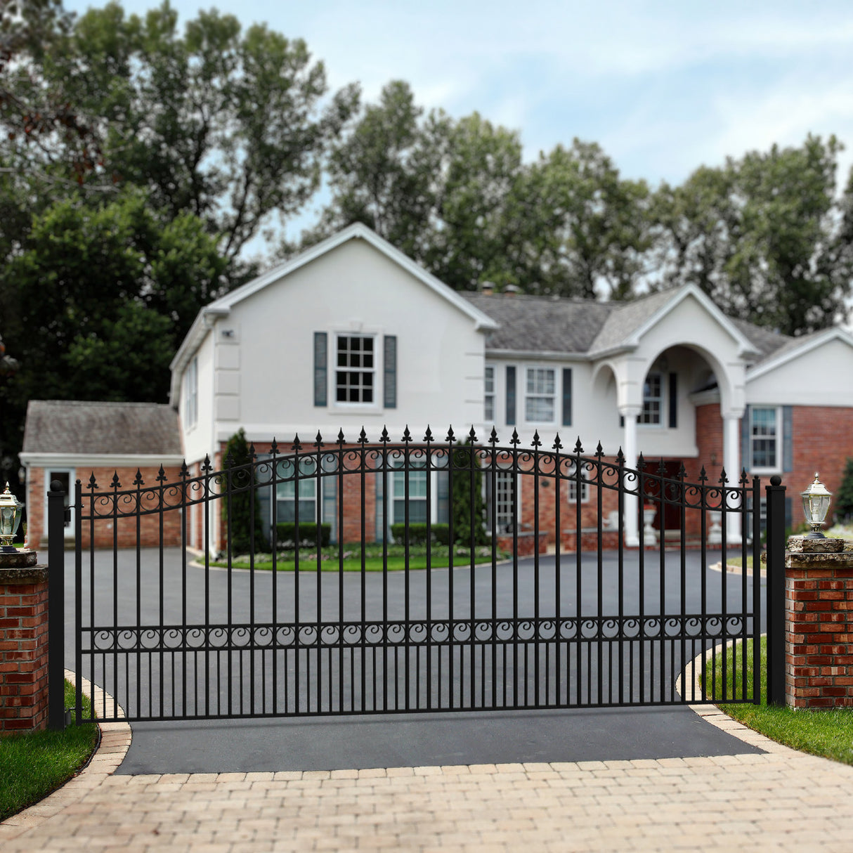 Aleko Steel Single Swing Driveway Gate - PRAGUE Style - 12 x 6 Feet