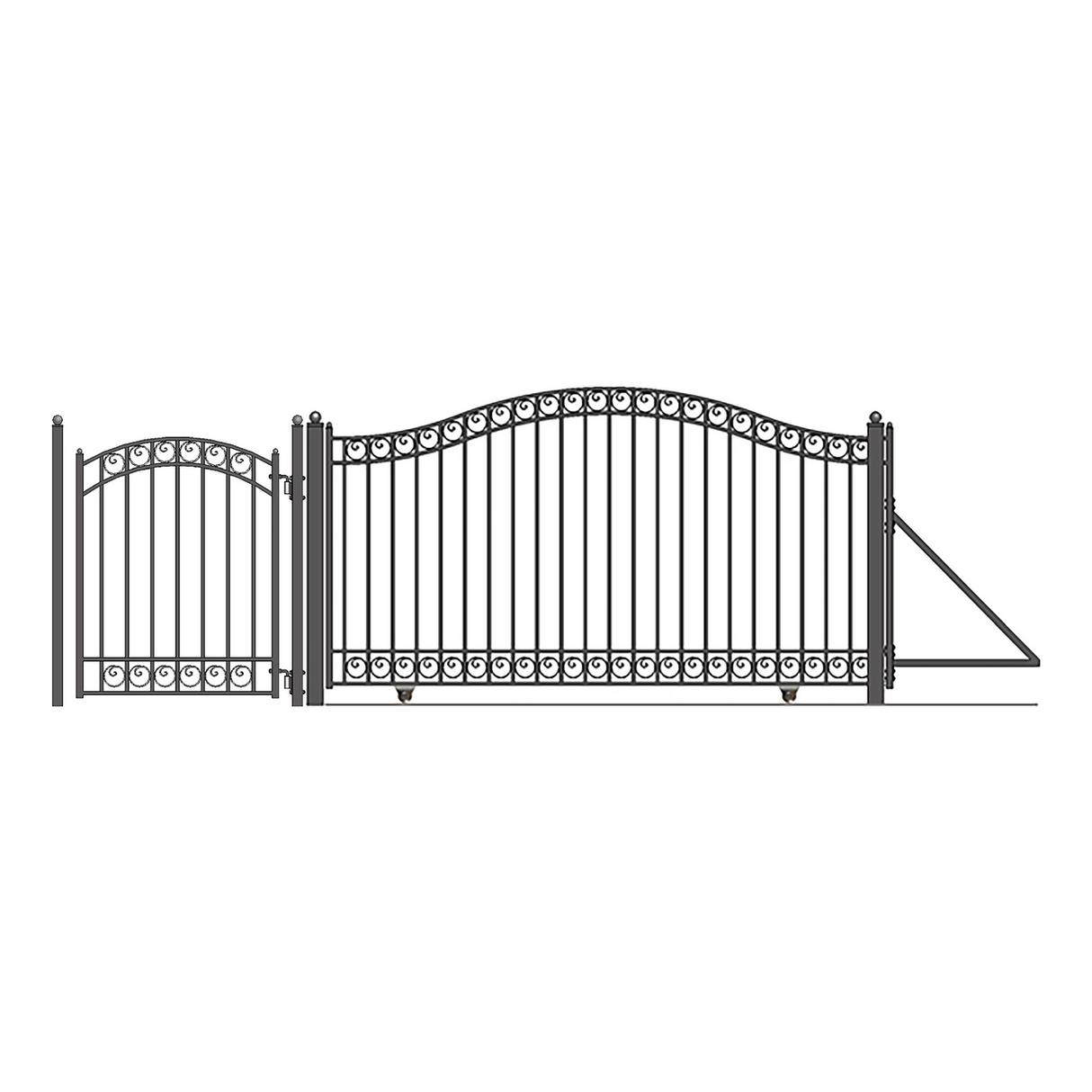 Aleko Steel Sliding Driveway Gate - 14 ft with Pedestrian Gate - 5 ft - DUBLIN Style