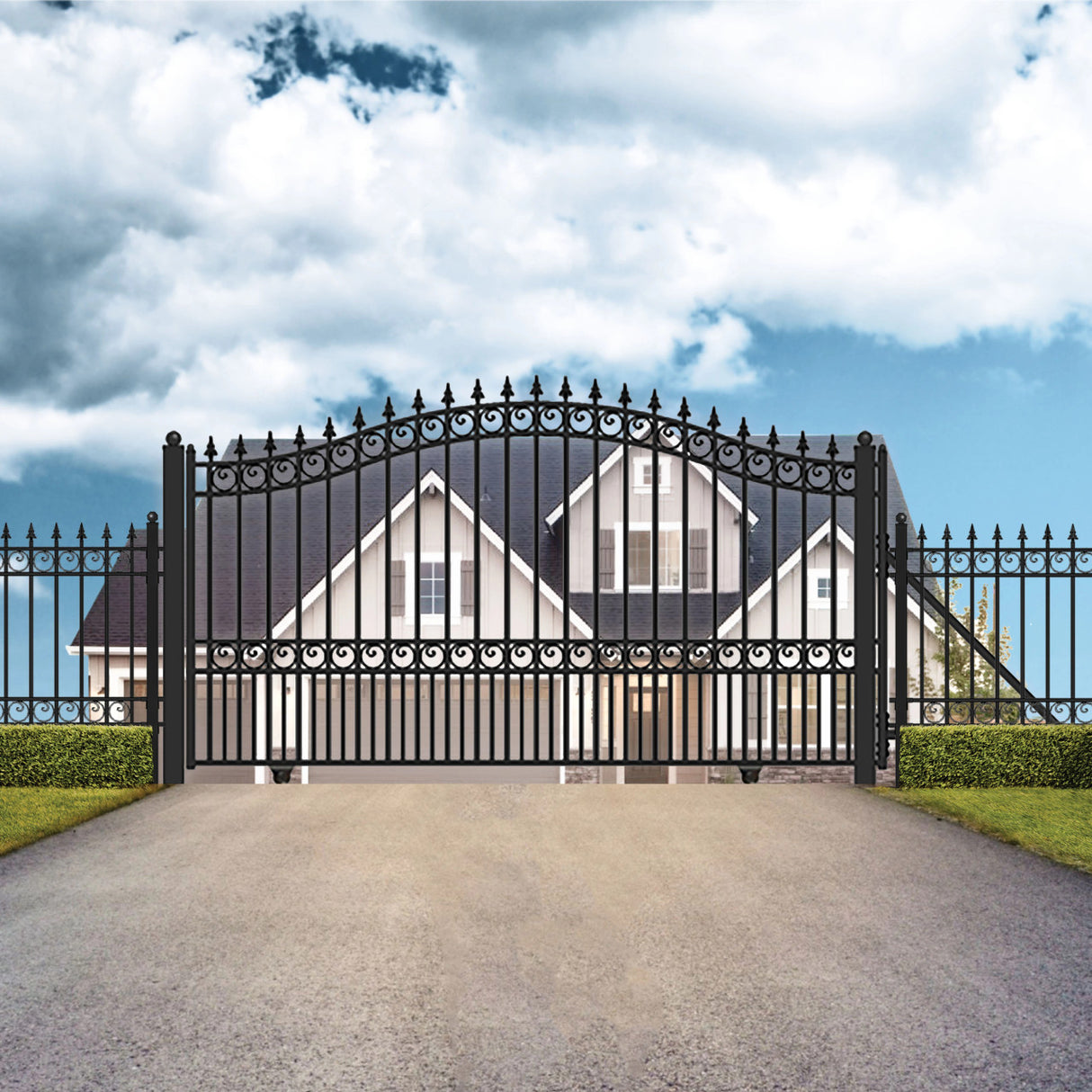 Aleko Automated Steel Sliding Driveway Gate and Gate Opener Complete Kit – LONDON Style – 12 x 6 Feet