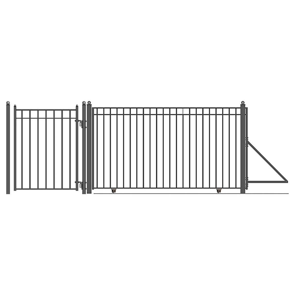 Aleko Steel Sliding Driveway Gate - 14 ft with Pedestrian Gate - 5 ft - MADRID Style