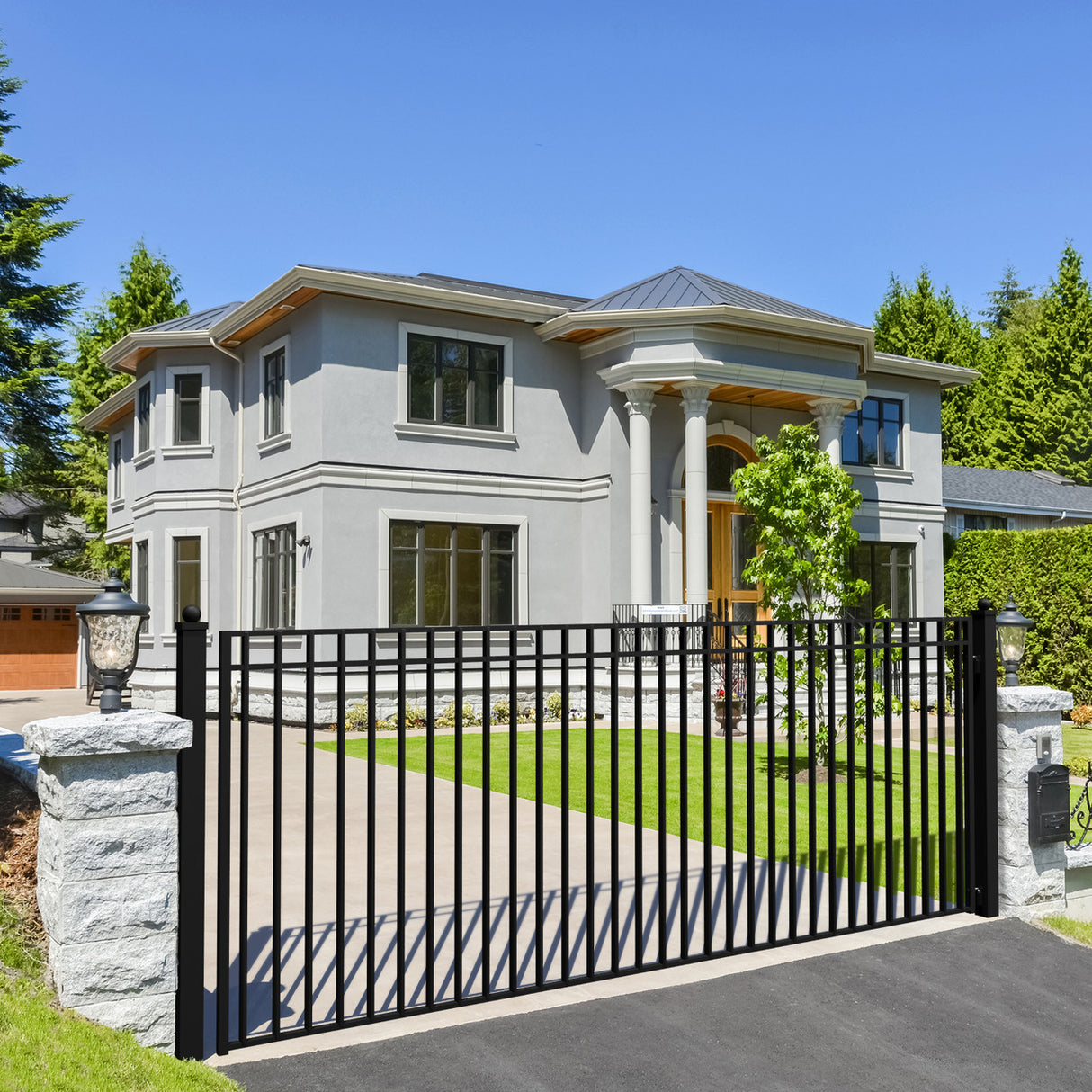 Aleko Steel Single Swing Driveway Gate - MADRID Style - 14 x 6 Feet
