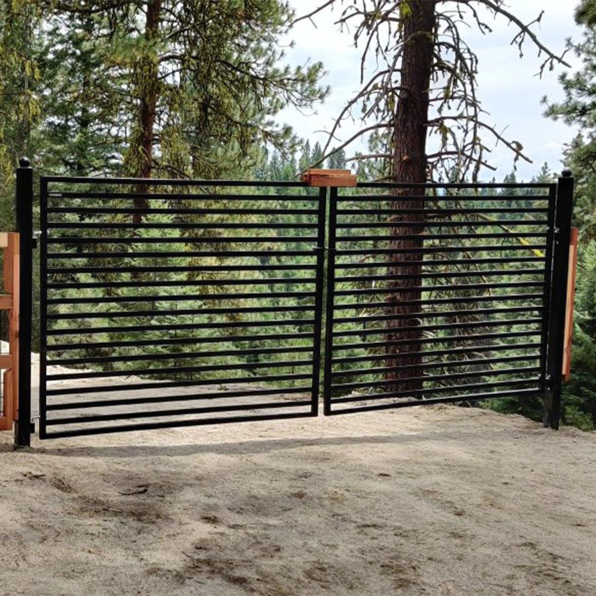 Aleko Steel Dual Swing Driveway Gate - MILAN Style - 14 x 6 Feet