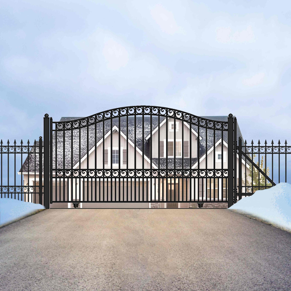 Aleko Automated Steel Sliding Driveway Gate and Gate Opener Complete Kit – PARIS Style – 14 x 6 Feet