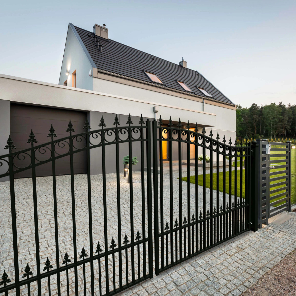 Aleko Steel Dual Swing Driveway Gate - PRAGUE Style - 14 x 6 Feet