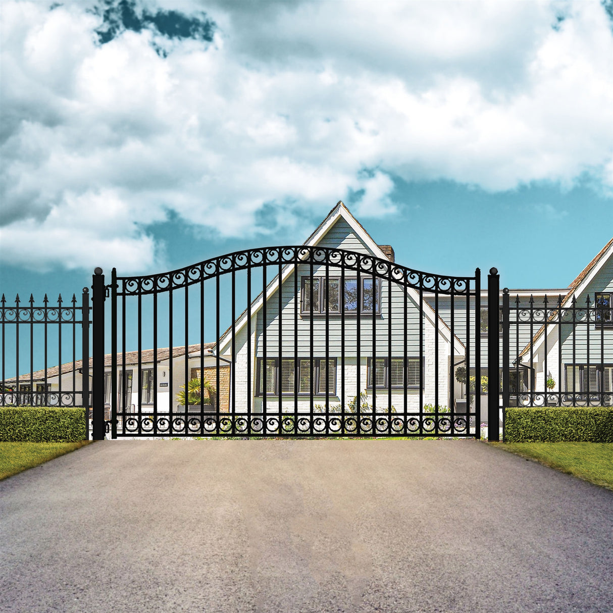 Aleko Steel Single Swing Driveway Gate - DUBLIN Style - 16 x 6 Feet