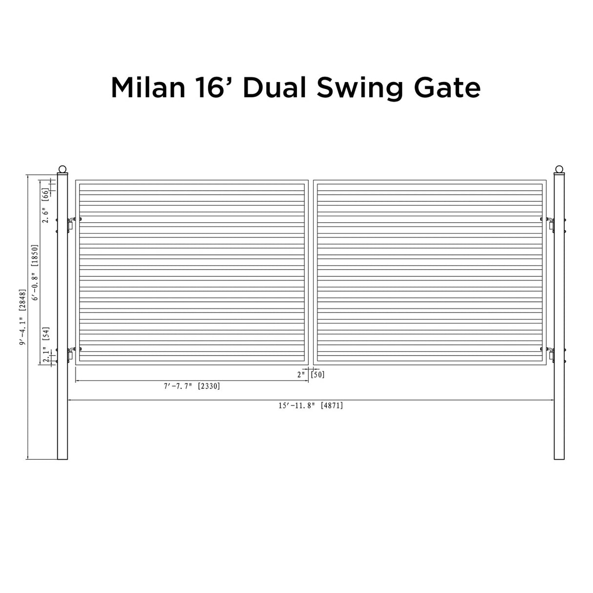 Aleko Steel Dual Swing Driveway Gate - MILAN Style - 16 x 6 Feet