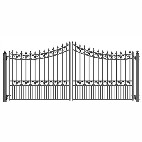 Aleko Steel Dual Swing Driveway Gate - MANHATTAN Style - 16 x 6 Feet