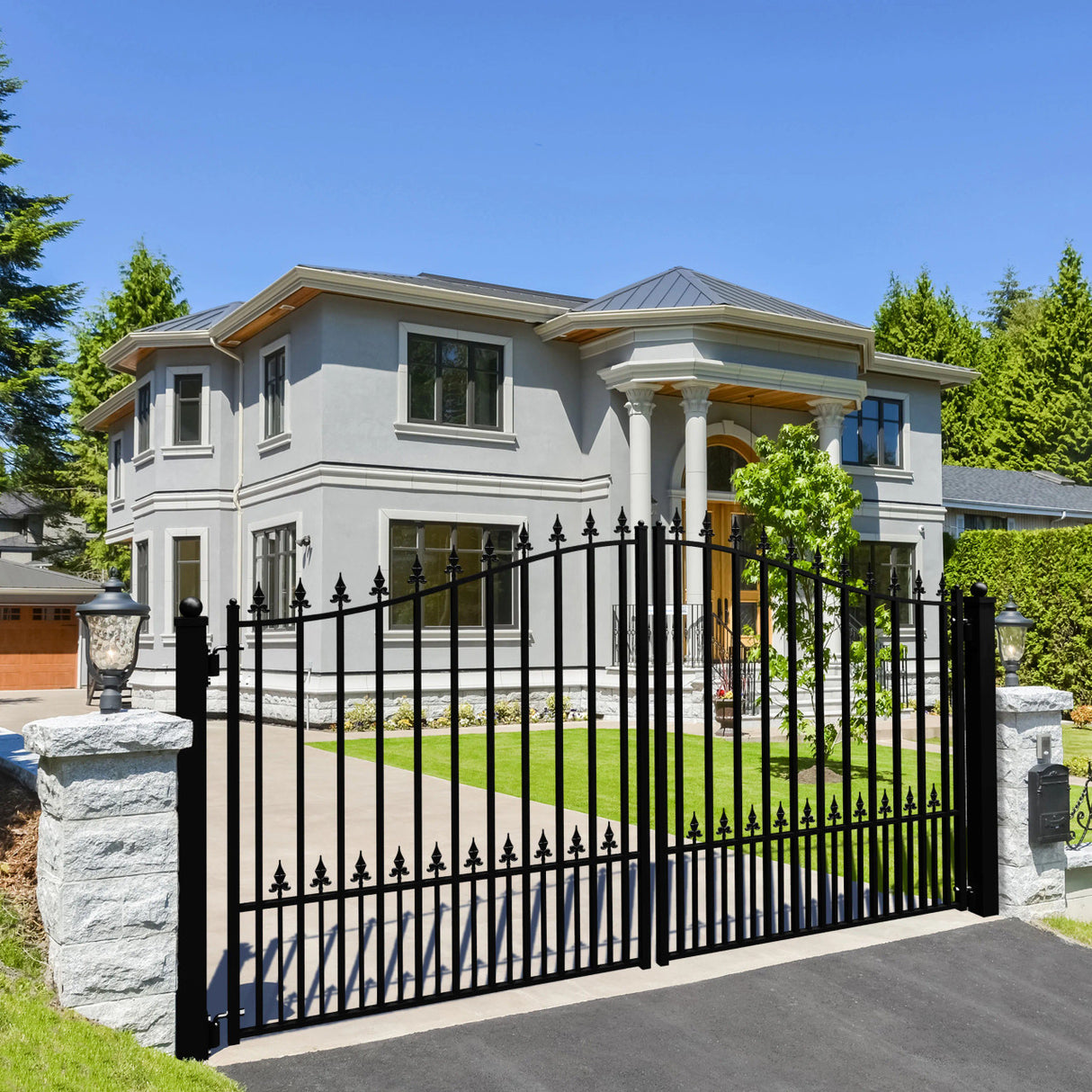 Aleko Steel Dual Swing Driveway Gate - MUNICH Style - 16 x 6 Feet