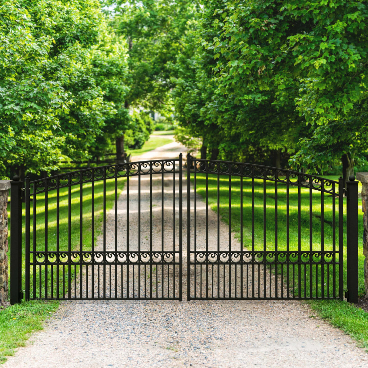 Aleko Steel Dual Swing Driveway Gate - PARIS Style - 16 x 6 Feet