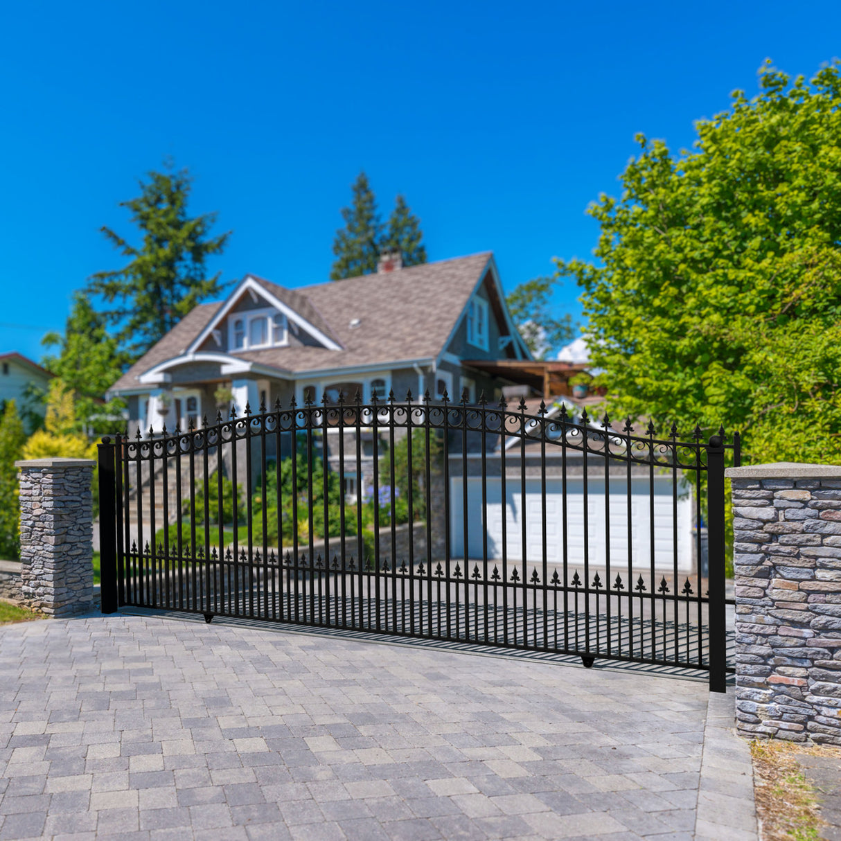 Aleko Steel Sliding Driveway Gate - PRAGUE Style - 16 x 6 Feet
