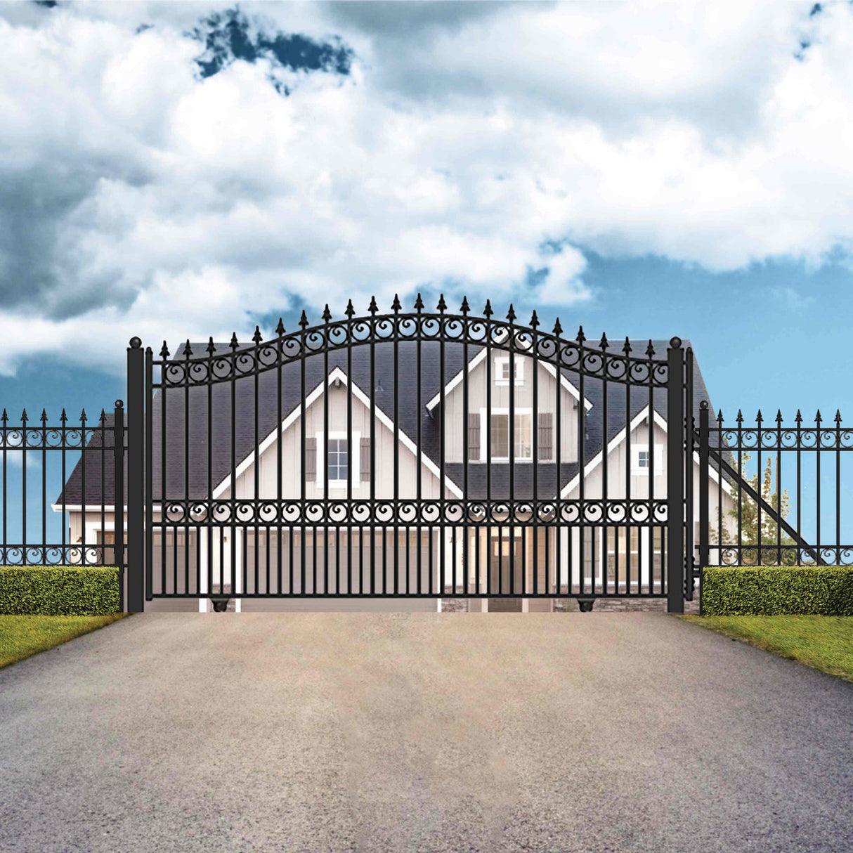 Aleko Automated Steel Sliding Driveway Gate and Gate Opener Complete Kit – LONDON Style – 18 x 6 Feet