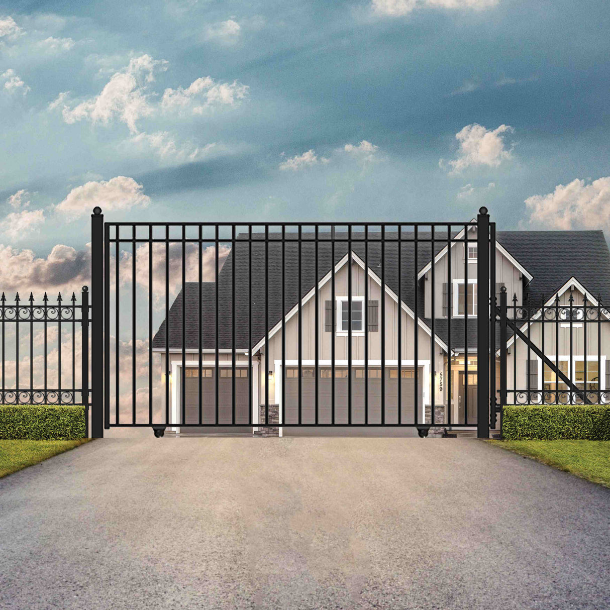 Aleko Automated Steel Sliding Driveway Gate and Gate Opener Complete Kit – MADRID Style – 18 x 6 Feet