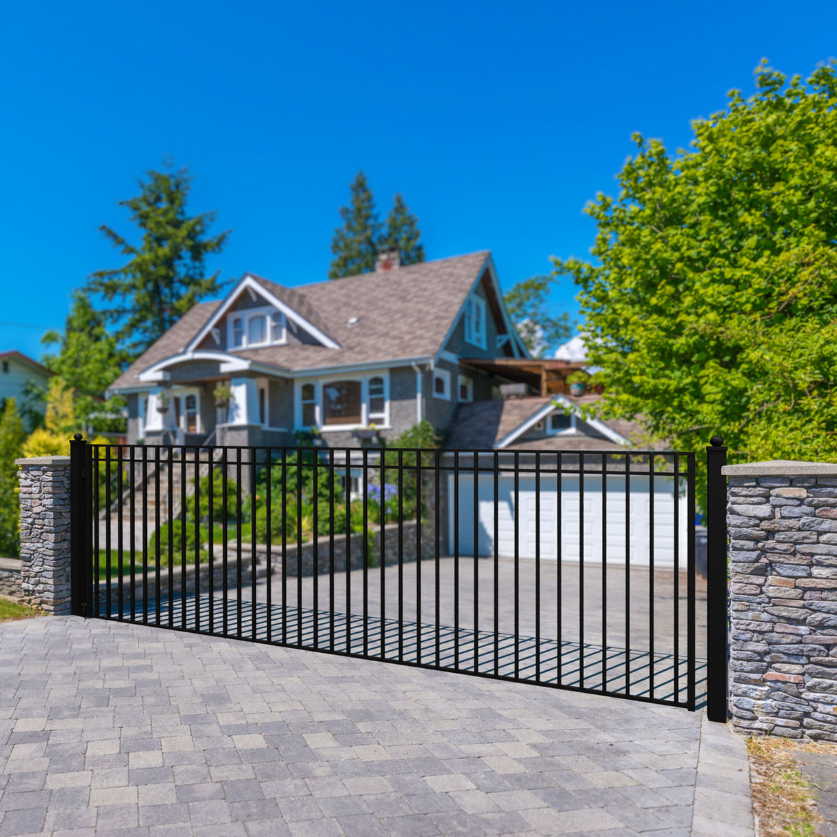 Aleko Steel Single Swing Driveway Gate - MADRID Style - 18 x 6 Feet