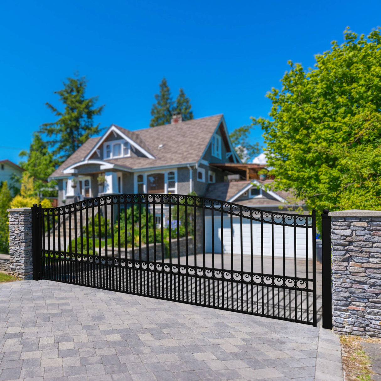 Aleko Steel Single Swing Driveway Gate - PARIS Style - 18 x 6 Feet
