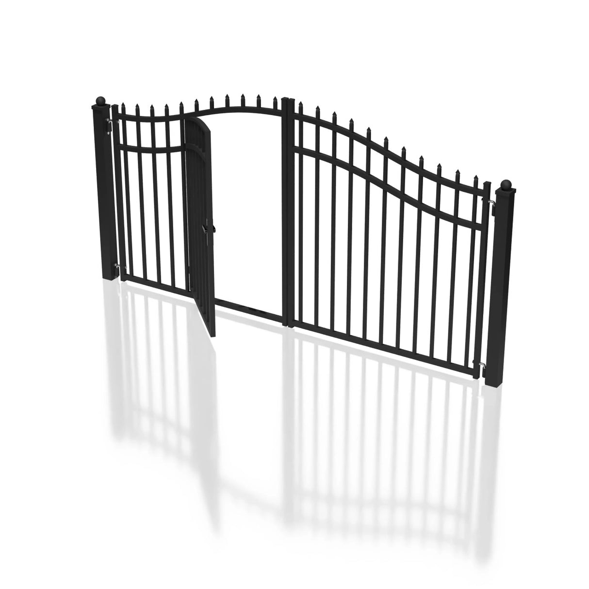 Aleko Steel Dual Swing Driveway Gate with Built-In Pedestrian Door - VIENNA Style - 12 x 7 Feet