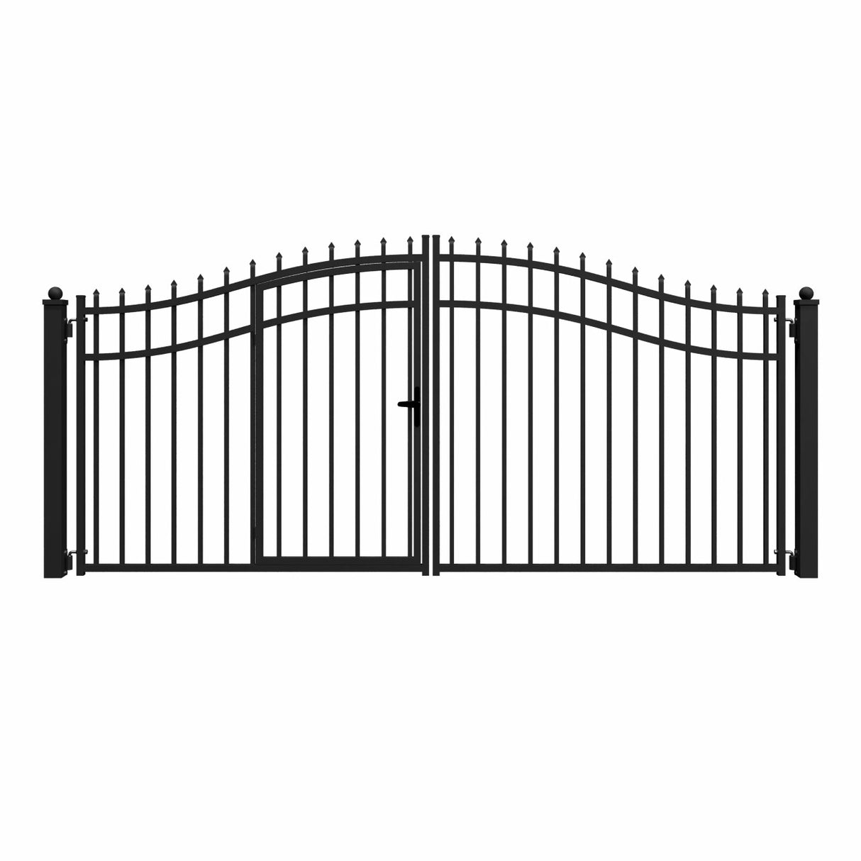 Aleko Steel Dual Swing Driveway Gate with Built-In Pedestrian Door - VIENNA Style - 14 x 7 Feet