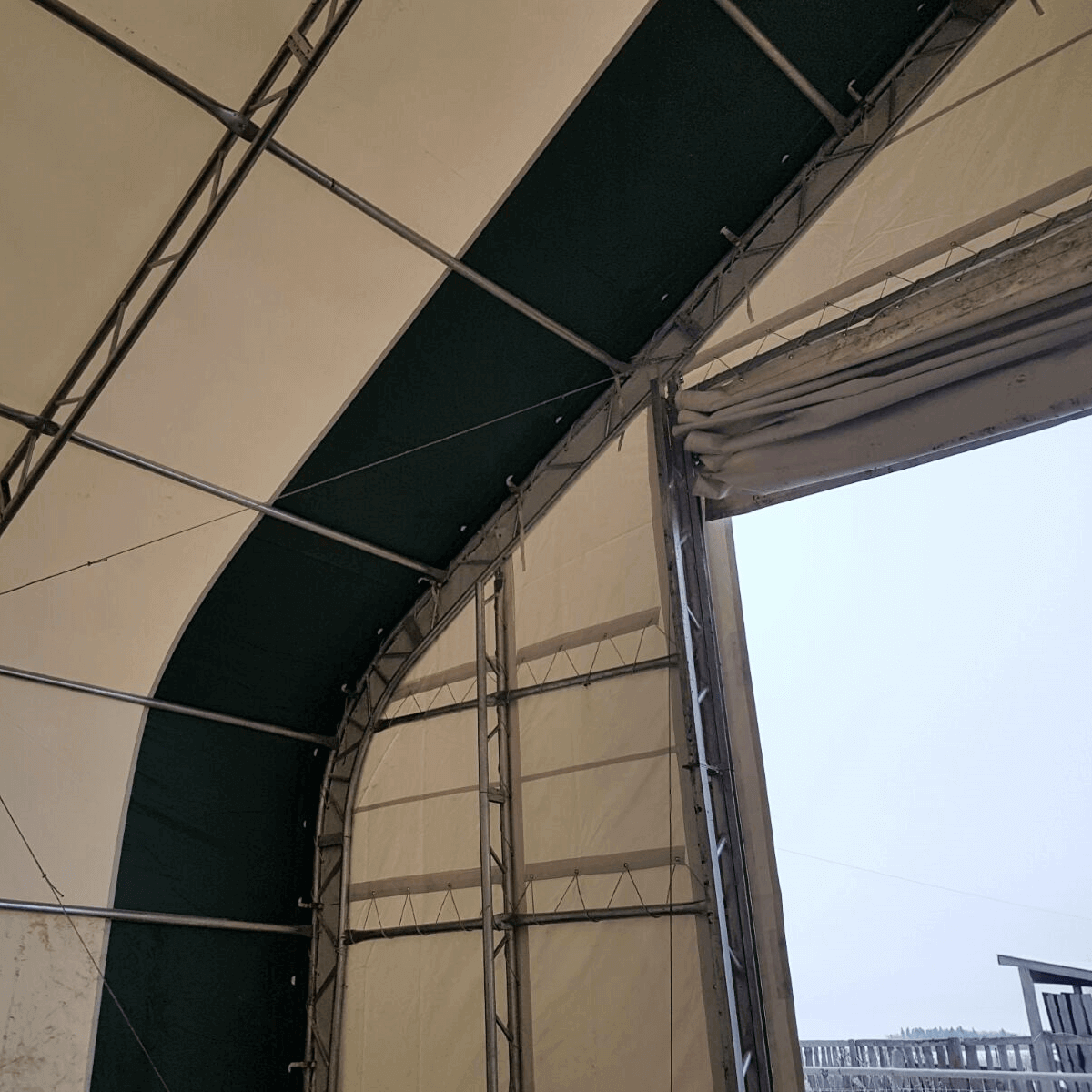 Double Truss Storage Shelter W40'xL80'xH21', 8' Truss Spacing