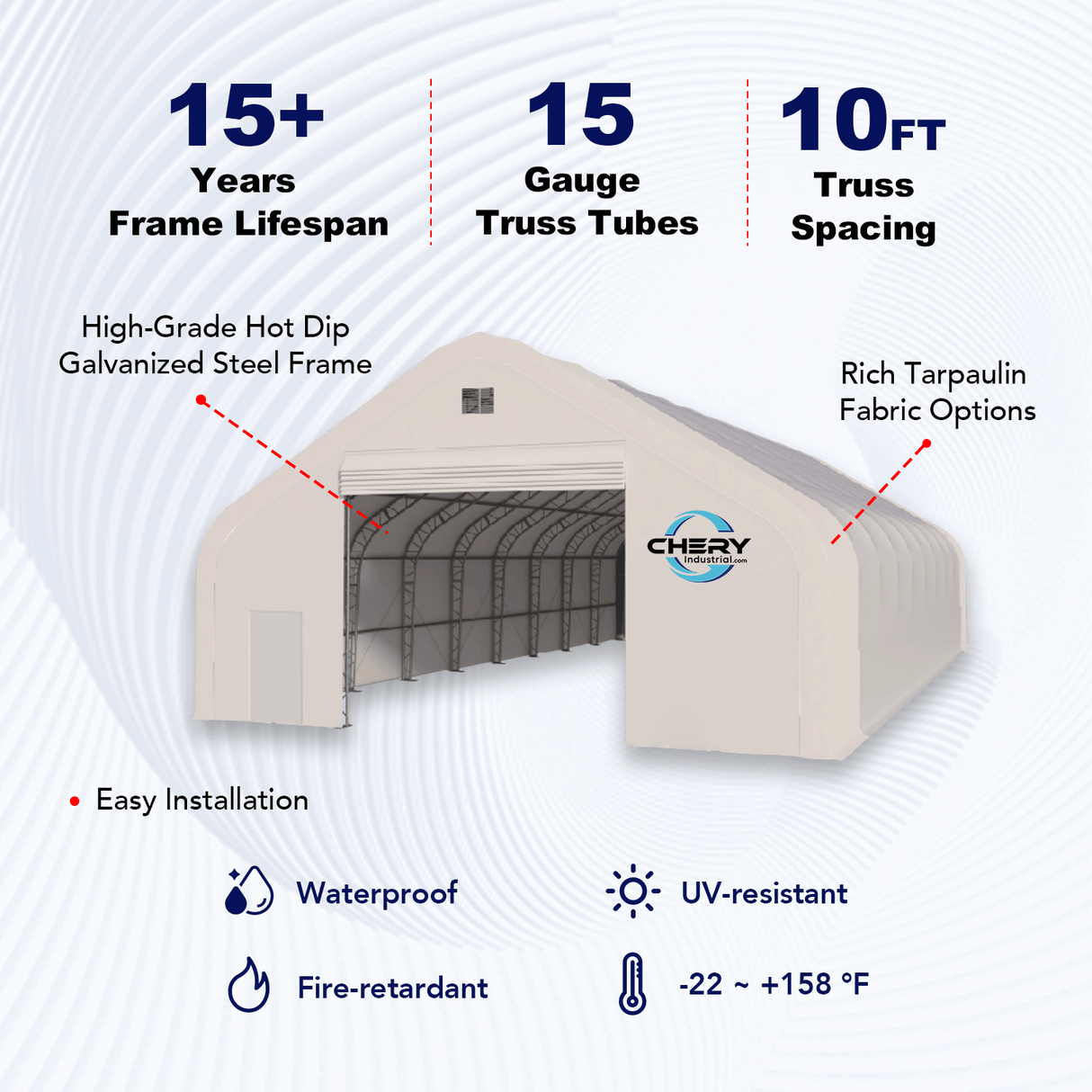 Double Truss Storage Shelter W50'xL100'xH23'