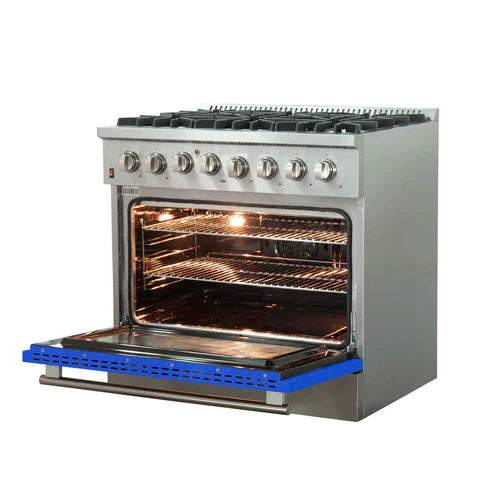 FORNO Galiano 36" 5.36 cu. ft. Dual Fuel Range with 6 Italian Burners in Blue, FFSGS6156-36BLU