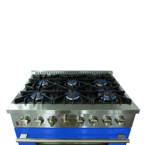 FORNO Galiano 36" 5.36 cu. ft. Dual Fuel Range with 6 Italian Burners in Blue, FFSGS6156-36BLU