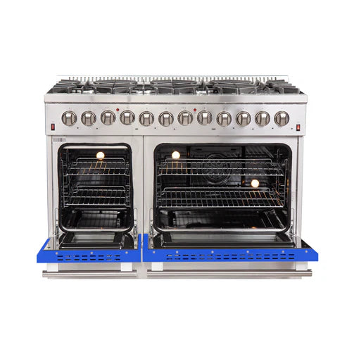 FORNO Galiano 48" 6.58 cu. ft. Dual Fuel Range with 8 Italian Burners in Blue, FFSGS6156-48BLU