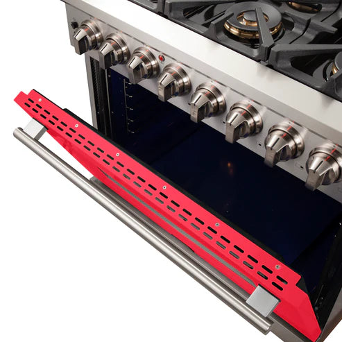 FORNO Capriasca 36" 5.36 cu. ft. Dual Fuel Range with 6 Italian Burners in Red, FFSGS6187-36RED