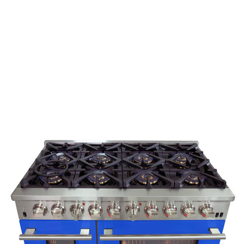 FORNO Capriasca 48" 6.58 cu. ft. Dual Fuel Range with 8 Italian Burners in Blue, FFSGS6187-48BLU