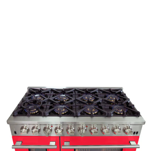 FORNO Capriasca 48" 6.58 cu. ft. Dual Fuel Range with 8 Italian Burners in Red, FFSGS6187-48RED