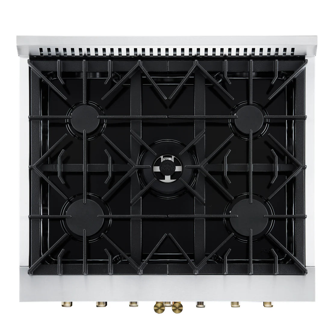 FORNO Galiano 30" 4.32 cu. ft. French Door Dual Fuel Range with 5 Sealed Burners in Black with Antique Brass Accents, FFSGS6356-30BLK