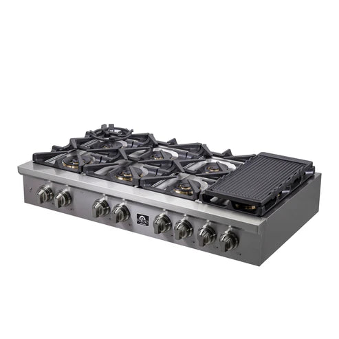 FORNO Spezia 48" Gas Rangetop with 8 Sealed Burners in Stainless Steel, FCTGS5751-48