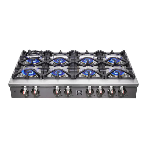 FORNO Spezia 48" Gas Rangetop with 8 Sealed Burners in Stainless Steel, FCTGS5751-48
