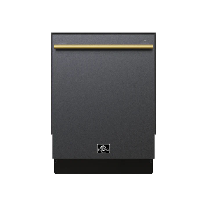 FORNO Espresso Romano 24" Built-In Tall Tub Dishwasher in Black with Silver Handles, FDWBI8035-24BLK