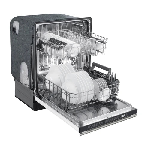 FORNO Espresso Pozzo 24" Built-In Dishwasher in White with Antique Brass Handles, FDWBI8067-24WHT