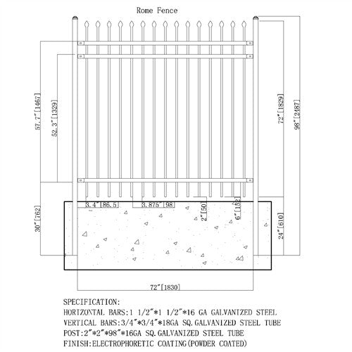 Aleko DIY Steel Iron Wrought High Quality Fence - Nice Style - 6 x 6 Feet