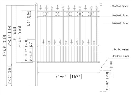 Aleko DIY Wrought Iron Ornamental Fence - Venice Style - 5.5 x 5 Foot