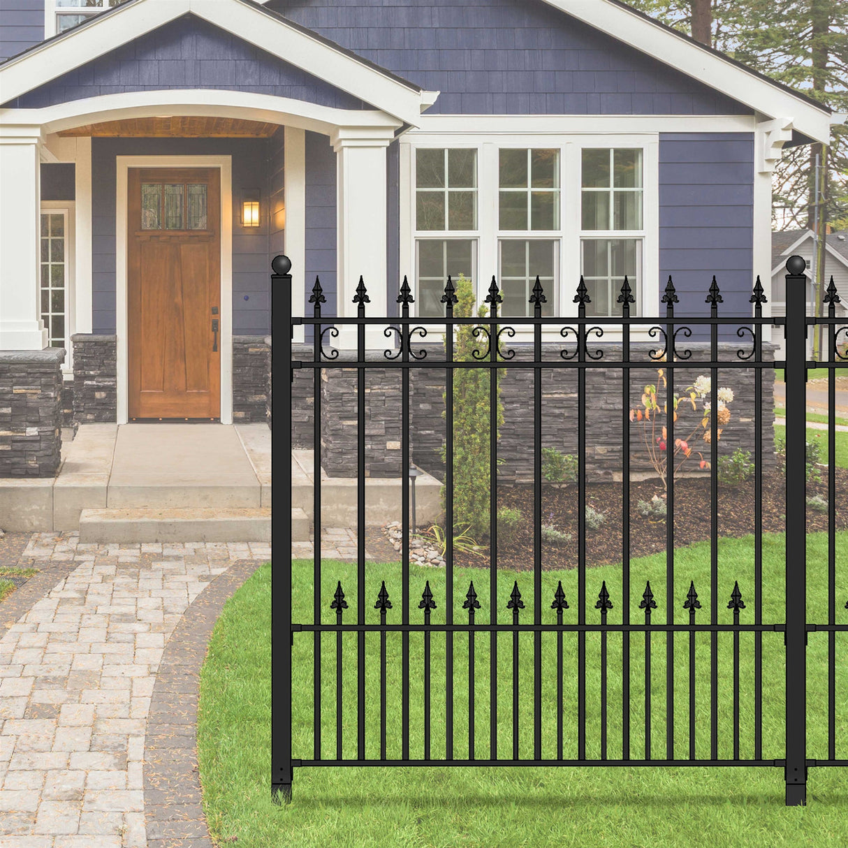 Aleko DIY Wrought Iron Ornamental Fence - Venice Style - 5.5 x 5 Foot