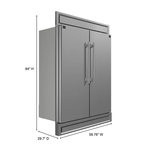 FORNO Maderno 60" 27.2 cu.ft. Convertible Refrigerator and Freezer with Modern Trim Kit, FFFFD1722-60S