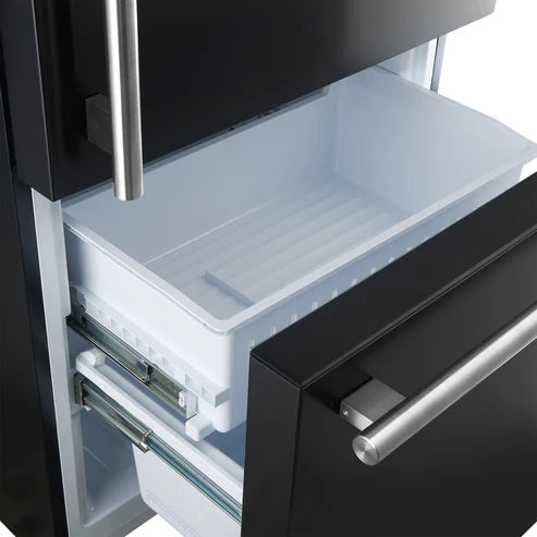 FORNO Espresso Milano 31" 17.2 cu. ft. Right Swing Refrigerator and Bottom Freezer in Black with Antique Brass Handles, FFFFD1785-31BLK