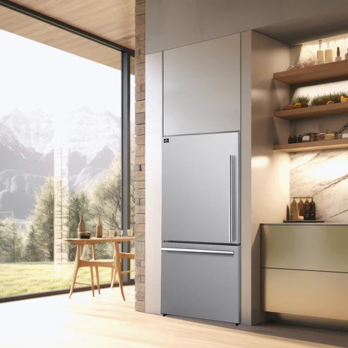 FORNO Espresso Milano 31" 17.2 cu. ft. Left Swing Refrigerator and Bottom Freezer with Ice Maker in Stainless Steel and Silver Handles, FFFFD1786-31S