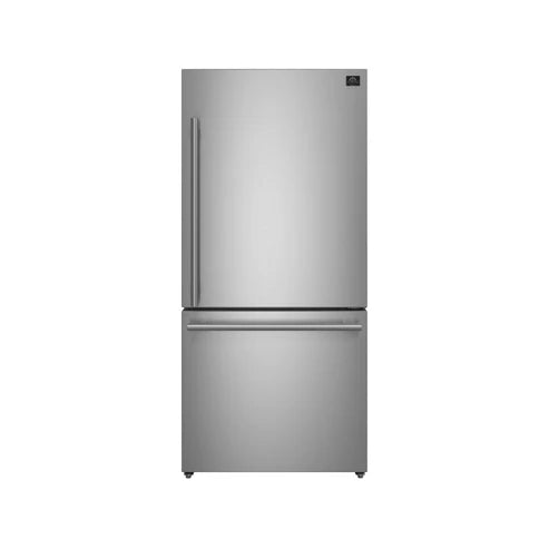 FORNO Espresso Milano 31" 17.2 cu. ft. Right Swing Refrigerator and Bottom Freezer in Stainless Steel with Silver Handles, FFFFD1785-31S