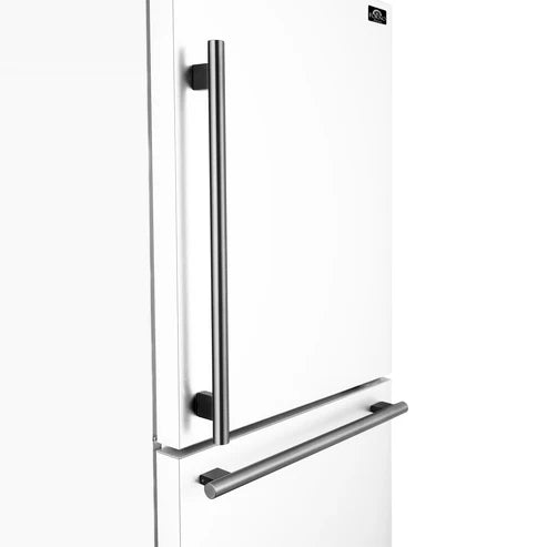 FORNO Espresso Milano 31" 17.2 cu. ft. Right Swing Refrigerator and Bottom Freezer in White with Silver Handles, FFFFD1785-31WHT