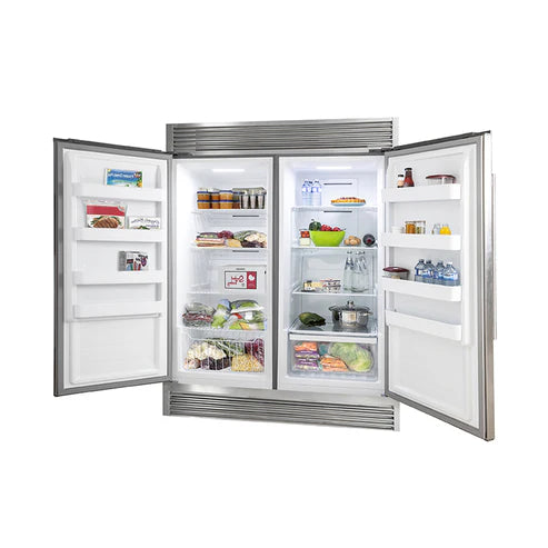 FORNO Rizzuto 60" 27.6 cu. ft. Refrigerator & Freezer in Stainless Steel with Grill Trim Kit, FFFFD1933-60S