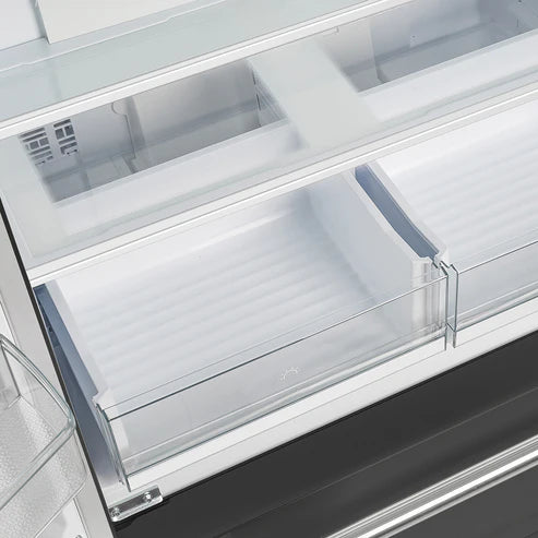 FORNO Espresso Moena 36" 19.2 cu. ft. Refrigerator with Ice Maker in Black with Silver Handles, FFRBI1820-36BLK