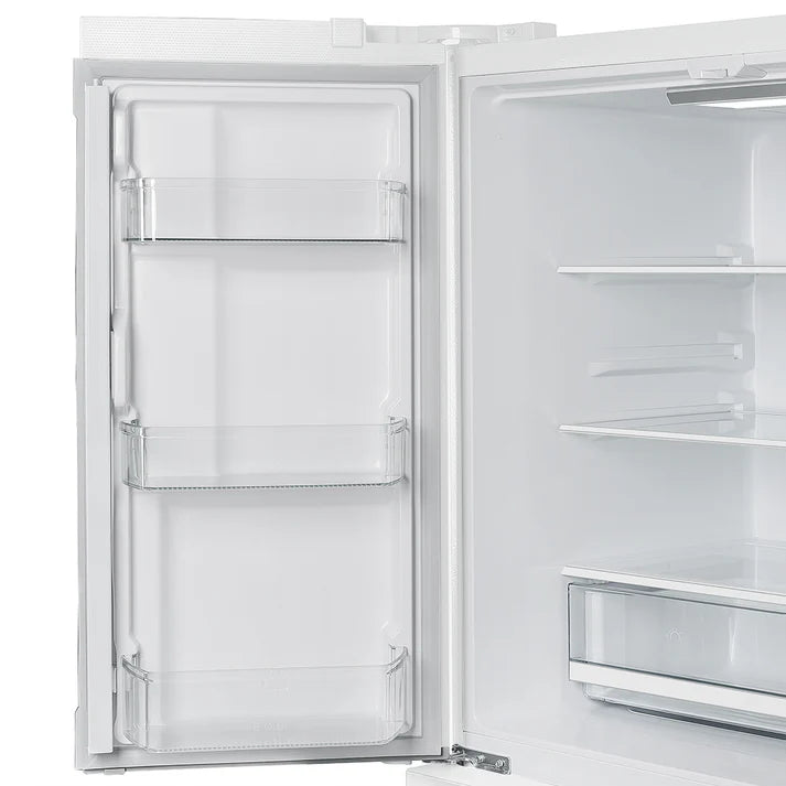 FORNO Espresso Moena 36" 19.2 cu. ft. Refrigerator with Ice Maker in White with Antique Brass Handles, FFRBI1820-36WHT