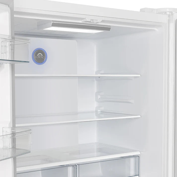 FORNO Espresso Moena 36" 19.2 cu. ft. Refrigerator with Ice Maker in White with Antique Brass Handles, FFRBI1820-36WHT