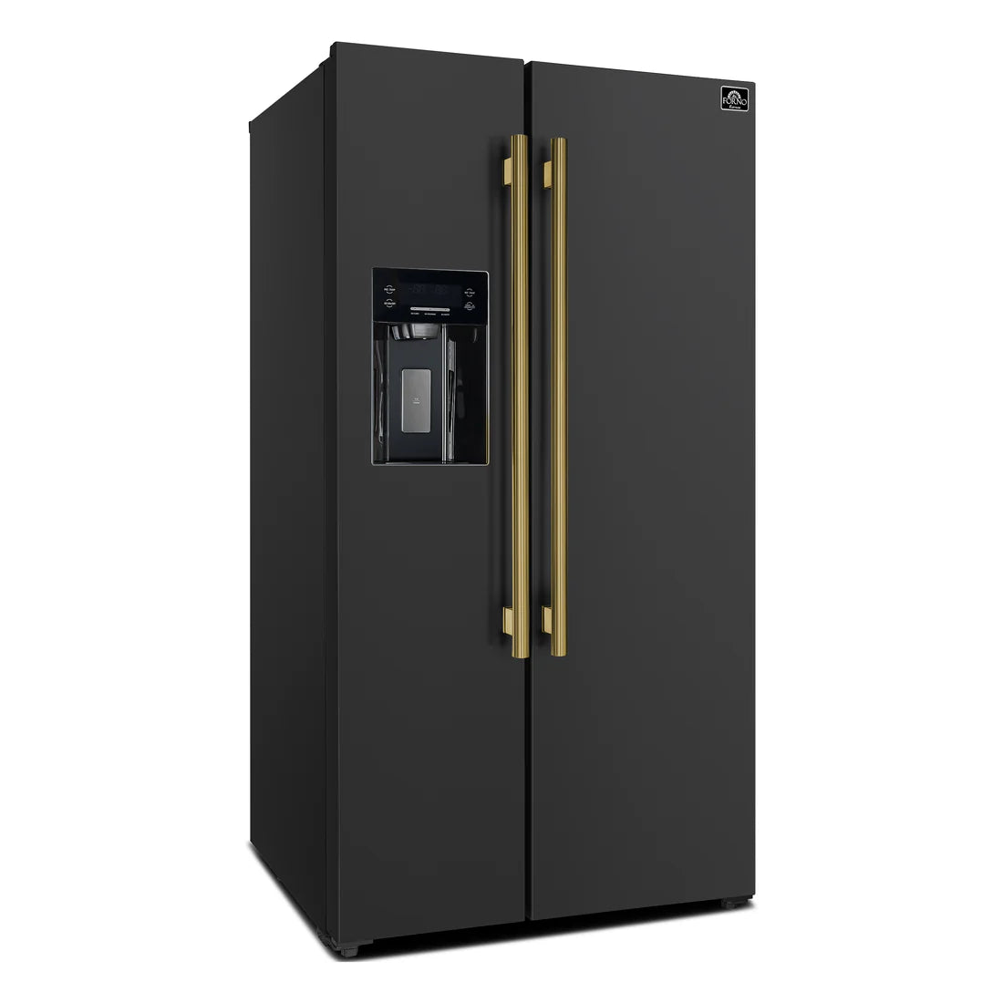 FORNO Espresso Salerno 36" 20 cu. ft. Side-By-Side Refrigerator with Water and Ice Dispenser in Black with Silver Handles