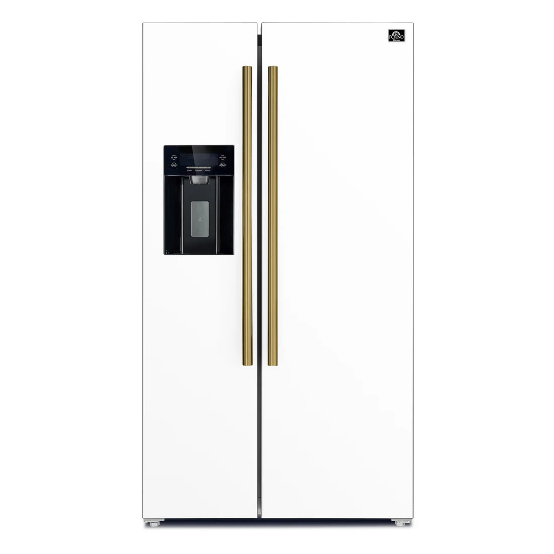 FORNO Espresso Salerno 36" 20 cu. ft. Side-By-Side Refrigerator with Water and Ice Dispenser in White with Silver Handles