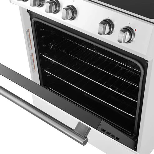 FORNO Espresso Leonardo 30" 5 cu. ft. Electric Range in White with Silver Handles, FFSEL6012-30WHT